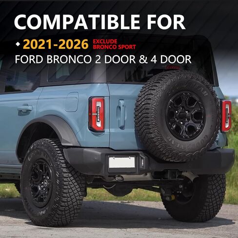 for Bronco Tow Hitch 2 Inch Rear Bumper Towing Trailer Kit Compatible with 2021-2026 Ford Bronco 2 & 4 Doors (Excluding Bronco Sport), Hitch Receiver with Cover Towing Hook Combo in Kuwait