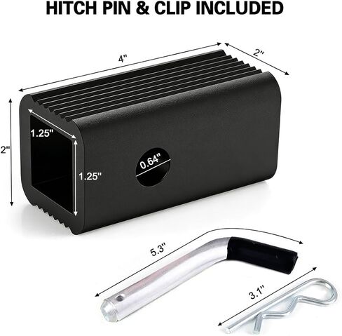 2" to 1-1/4" Hitch Receiver Reducer Sleeve with Hitch Pin & Clip - 2 Inch to 1.25 Inch Tow Hitch Adapter Plug-in Converter for Car in Saudi Arabia