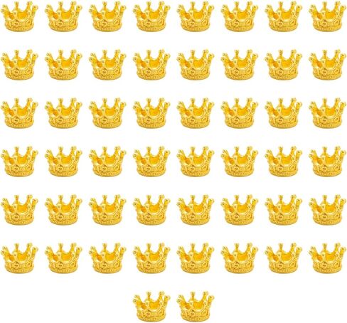 50pcs mini crown crafts, 3D mini alloy crown pendant, DIY retro pendant, brass large hole spaced bead alloy jewelry, used for DIY jewelry making, bracelet decoration (gold) in Saudi Arabia