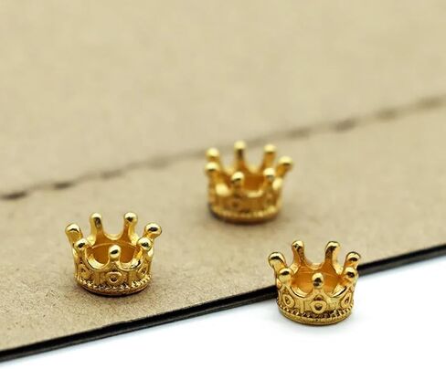 50pcs mini crown crafts, 3D mini alloy crown pendant, DIY retro pendant, brass large hole spaced bead alloy jewelry, used for DIY jewelry making, bracelet decoration (gold) in Saudi Arabia