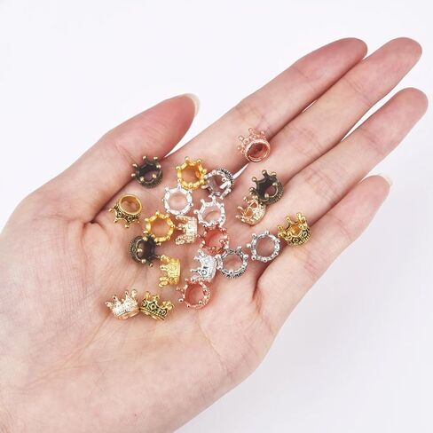 50pcs mini crown crafts, 3D mini alloy crown pendant, DIY retro pendant, brass large hole spaced bead alloy jewelry, used for DIY jewelry making, bracelet decoration (gold) in Saudi Arabia