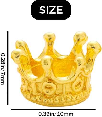 50pcs mini crown crafts, 3D mini alloy crown pendant, DIY retro pendant, brass large hole spaced bead alloy jewelry, used for DIY jewelry making, bracelet decoration (gold) in Saudi Arabia
