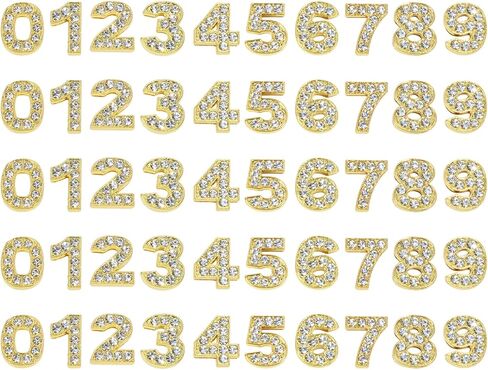Shapenty 10mm Full Rhinestone 0-9 Number Slide Charms Spacer Beads for DIY Craft Bracelet Wristband Necklace Choker Keychain Hair Clip Jewelry Making, 50PCS in Kuwait