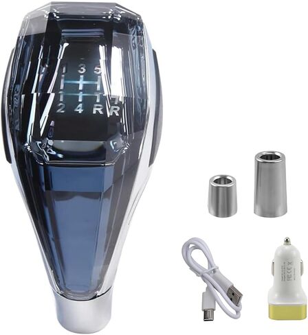 RYANSTAR RACING Touch Activated LED Illuminated Crystal Gear Shift Knob for Manual Transmission Cars Diamond-Cut Style 7-Color LED Universal Fit with 3 Thread Adapters in Kuwait