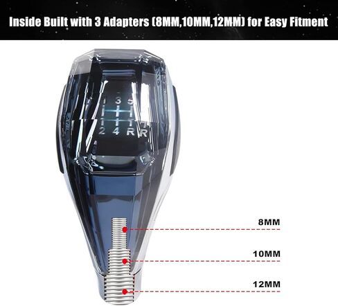 RYANSTAR RACING Touch Activated LED Illuminated Crystal Gear Shift Knob for Manual Transmission Cars Diamond-Cut Style 7-Color LED Universal Fit with 3 Thread Adapters in Kuwait