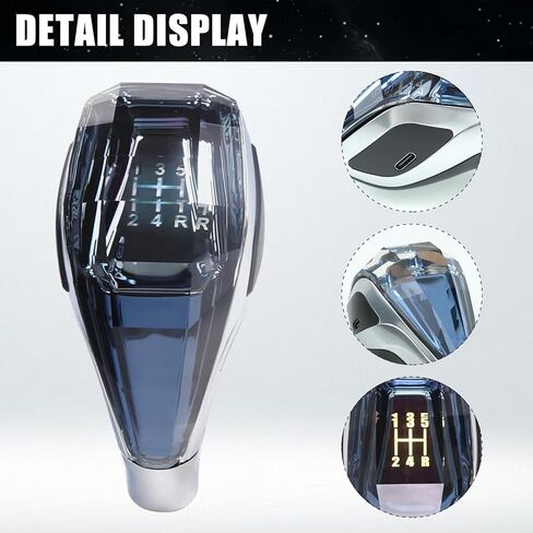 RYANSTAR RACING Touch Activated LED Illuminated Crystal Gear Shift Knob for Manual Transmission Cars Diamond-Cut Style 7-Color LED Universal Fit with 3 Thread Adapters in Kuwait