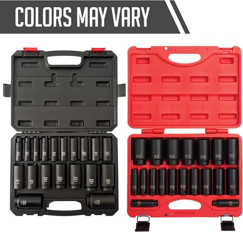 SUNEX TOOLS 2641, 1/2 Inch Drive Deep Impact Socket Set, 19-Piece, SAE, 3/8" - 1-1/2", Cr-Mo Alloy Steel, Radius Corner Design, Dual Size Markings, Heavy Duty Storage Case in Saudi Arabia