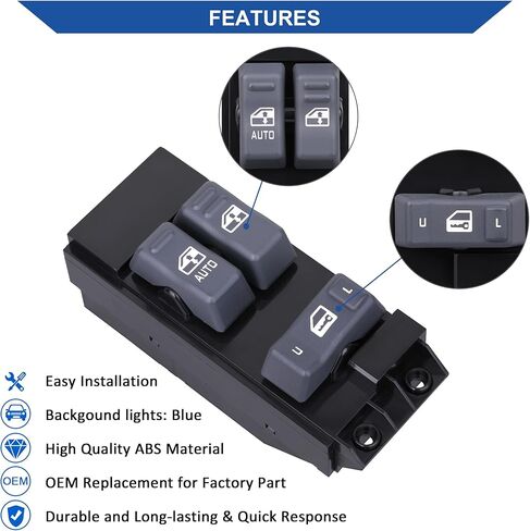 Driver Side Power Window Control Switch Gray Buttons, Compatible with 1999-2002 Chevrolet Silverado and GMC Sierra 1500 2500 3500, Replace OE 19259957, 901-117, 15047637, 2-Doors Pickup Truck in Saudi Arabia