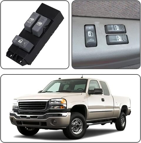 Driver Side Power Window Control Switch Gray Buttons, Compatible with 1999-2002 Chevrolet Silverado and GMC Sierra 1500 2500 3500, Replace OE 19259957, 901-117, 15047637, 2-Doors Pickup Truck in Saudi Arabia
