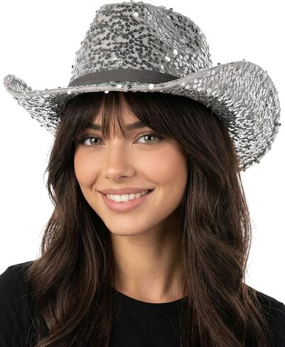 Funky Junque Cowboy Hats for Women Large Sequin Cowgirl Rodeo Fedora Western Retro Classic with Dazzling Suede Band in Saudi Arabia