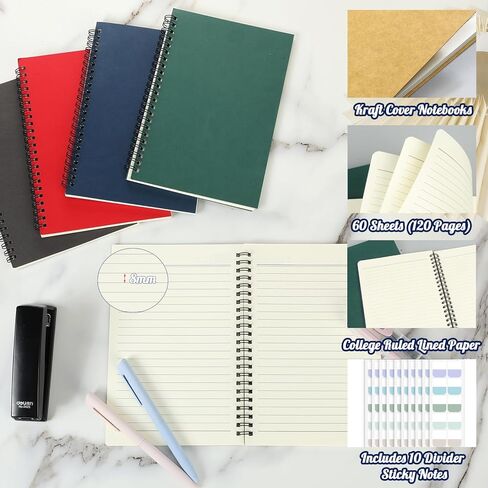 Retainbre 12 Pack Small Spiral Notebook College Ruled 8.26x5.50 Inches Spiral Journal with 120 Lined Pages Kraft Cover A5 Notebooks for Work Office School Students Note Taking in Saudi Arabia