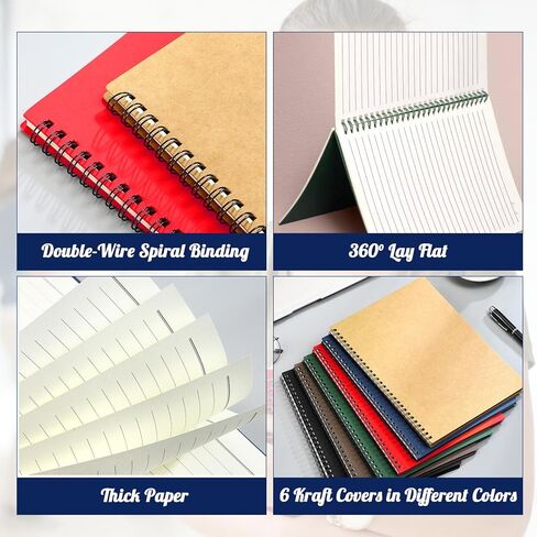 Retainbre 12 Pack Small Spiral Notebook College Ruled 8.26x5.50 Inches Spiral Journal with 120 Lined Pages Kraft Cover A5 Notebooks for Work Office School Students Note Taking in Saudi Arabia