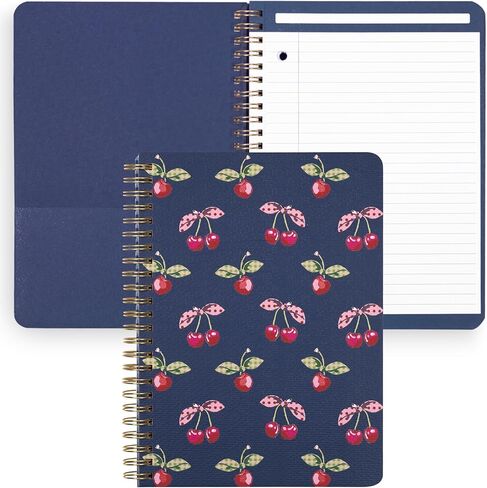 دفتر ملاحظات صغير حلزوني من Vera Bradley، ورق مسطر للكلية، 8.25 بوصة × 6.25 بوصة مع جيب و160 صفحة مسطرة (قطف الكرز) in Kuwait