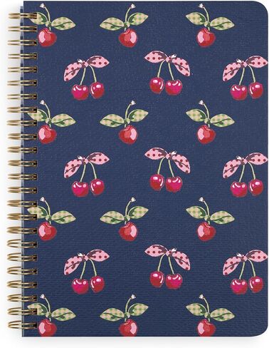 دفتر ملاحظات صغير حلزوني من Vera Bradley، ورق مسطر للكلية، 8.25 بوصة × 6.25 بوصة مع جيب و160 صفحة مسطرة (قطف الكرز) in Kuwait