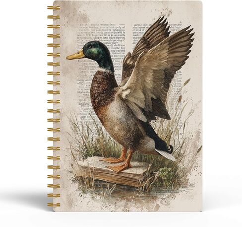 Vintage Mallard Duck Notebook Journal, Rustic Farmhouse Wildlife Pattern Notebook, Duck Lover Gifts for Men Women, Cottagecore Nature Aesthetic Stationery, Spiral Notebook 5.5x8.3 Inch in Saudi Arabia