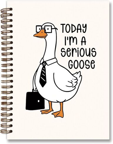 dejfel Pretty Cute Silly Goose Notebook Journal، هدايا مذكرات أوزة سخيفة مضحكة، لوحة كتابة يومية للنساء واللوازم المدرسية المكتبية للعمل، دفتر ملاحظات حلزوني 5.5x8.3 in Kuwait