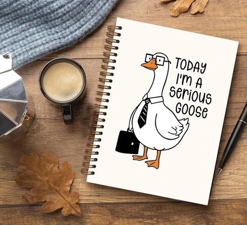 dejfel Pretty Cute Silly Goose Notebook Journal، هدايا مذكرات أوزة سخيفة مضحكة، لوحة كتابة يومية للنساء واللوازم المدرسية المكتبية للعمل، دفتر ملاحظات حلزوني 5.5x8.3 in Kuwait