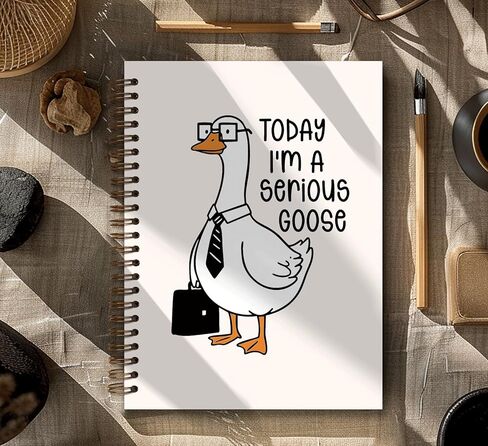 dejfel Pretty Cute Silly Goose Notebook Journal، هدايا مذكرات أوزة سخيفة مضحكة، لوحة كتابة يومية للنساء واللوازم المدرسية المكتبية للعمل، دفتر ملاحظات حلزوني 5.5x8.3 in Kuwait