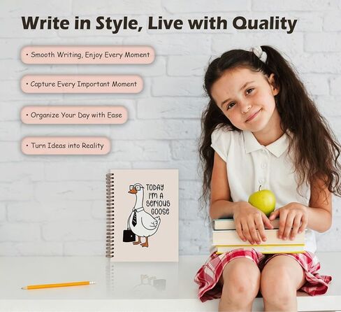 dejfel Pretty Cute Silly Goose Notebook Journal، هدايا مذكرات أوزة سخيفة مضحكة، لوحة كتابة يومية للنساء واللوازم المدرسية المكتبية للعمل، دفتر ملاحظات حلزوني 5.5x8.3 in Kuwait