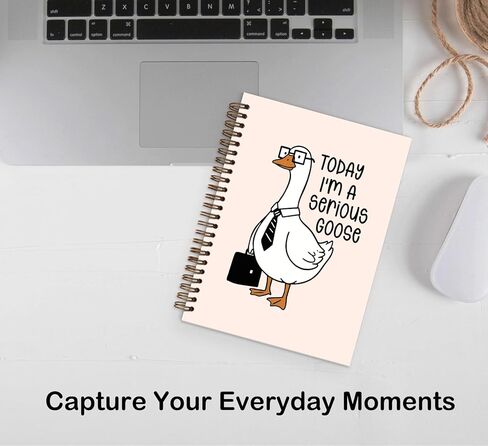 dejfel Pretty Cute Silly Goose Notebook Journal، هدايا مذكرات أوزة سخيفة مضحكة، لوحة كتابة يومية للنساء واللوازم المدرسية المكتبية للعمل، دفتر ملاحظات حلزوني 5.5x8.3 in Kuwait