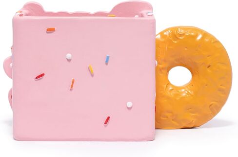 ZAWUU Donut Shaped Organizer - Cute Pink Resin Donut Worry, Be Happy Multi-Use Holder for Pens, Makeup Brushes, Utensils, and More – Perfect Desk or Kitchen Accessory Gift in Saudi Arabia