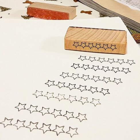 3-Piece Wooden Rubber Stamp Set - 6-Star Rating Stamp, Heart Rating Stamp & Progress Ring Circle Stamp for Card Making, Journaling, Crafting and Decoration（2in Length × 0.45in Width） in Saudi Arabia