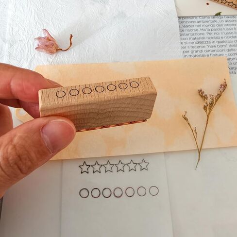 3-Piece Wooden Rubber Stamp Set - 6-Star Rating Stamp, Heart Rating Stamp & Progress Ring Circle Stamp for Card Making, Journaling, Crafting and Decoration（2in Length × 0.45in Width） in Saudi Arabia