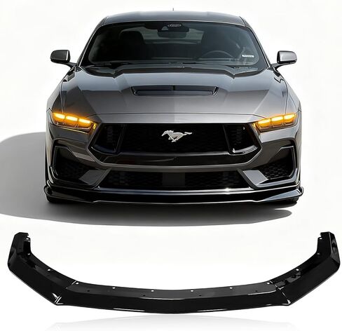 المصد الأمامي للشفاه المفسد لـ 2024-2026 فورد موستانج GT/S650/Ecoboost، مجموعة ملحقات موستانج، طقم الجسم، سدود الهواء المفسد (الشفاه الأمامية سوداء لامعة) in Kuwait