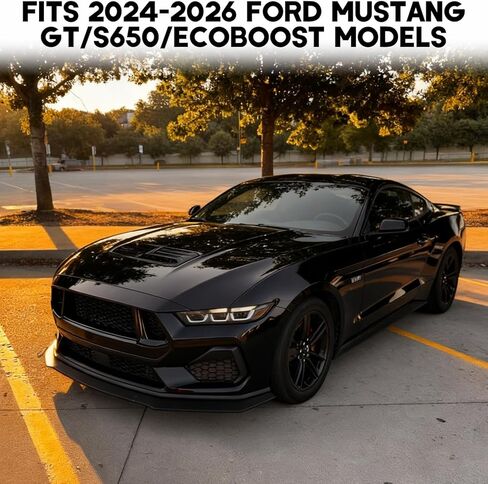 المصد الأمامي للشفاه المفسد لـ 2024-2026 فورد موستانج GT/S650/Ecoboost، مجموعة ملحقات موستانج، طقم الجسم، سدود الهواء المفسد (الشفاه الأمامية سوداء لامعة) in Kuwait