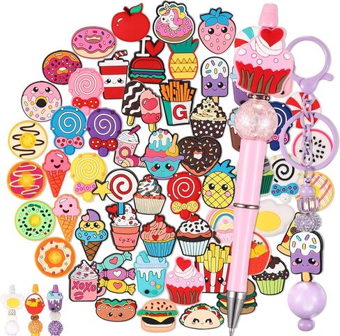 Tondiamo 60 Pcs Inspirational Silicone Focal Beads for Pens Bulk Encouraging Positive Beads for Beadable Pen Keychain Jewelry Bracelet Making DIY Crafts in Saudi Arabia