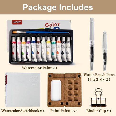 Mini Watercolor Paint Set, Pocket Watercolor Kit, Travel Watercolor Set with 12 Vibrant Colors, 5 Brushes, 1 Sketchbook & Palette – Portable Outdoor Painting Kit for Artists and Painting Lovers in Saudi Arabia