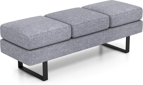 SIMOE Waiting Room Bench, 59 Inches Office Guest Chair 3 Seats Upholstered Reception Bench, Conference Room Chair for Office, Salon & Shop, Lobby, Entryway, Dining Room, Grey in Saudi Arabia