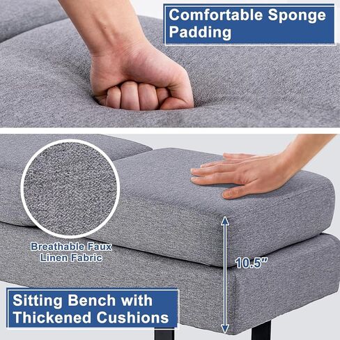 SIMOE Waiting Room Bench, 59 Inches Office Guest Chair 3 Seats Upholstered Reception Bench, Conference Room Chair for Office, Salon & Shop, Lobby, Entryway, Dining Room, Grey in Saudi Arabia
