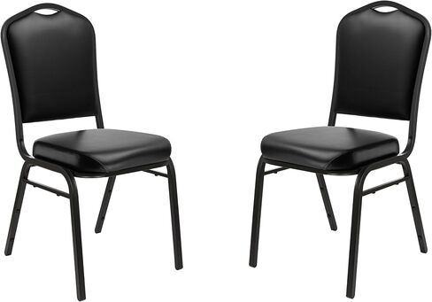 OEF Furnishings OEF9300V Series Silhouette Back Upholstered Stackable Banquet Chairs Premium Commercial Seating (2 Pack, Vinyl, Panther Black, Black Santex Frame) in Saudi Arabia
