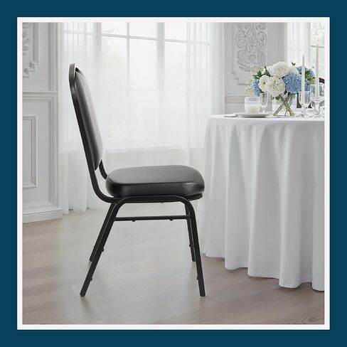 OEF Furnishings OEF9300V Series Silhouette Back Upholstered Stackable Banquet Chairs Premium Commercial Seating (2 Pack, Vinyl, Panther Black, Black Santex Frame) in Saudi Arabia