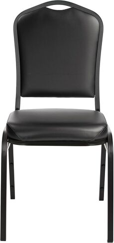 OEF Furnishings OEF9300V Series Silhouette Back Upholstered Stackable Banquet Chairs Premium Commercial Seating (2 Pack, Vinyl, Panther Black, Black Santex Frame) in Saudi Arabia