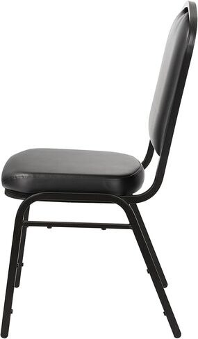OEF Furnishings OEF9300V Series Silhouette Back Upholstered Stackable Banquet Chairs Premium Commercial Seating (2 Pack, Vinyl, Panther Black, Black Santex Frame) in Saudi Arabia