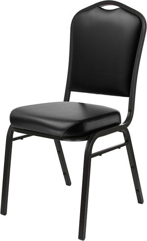 OEF Furnishings OEF9300V Series Silhouette Back Upholstered Stackable Banquet Chairs Premium Commercial Seating (2 Pack, Vinyl, Panther Black, Black Santex Frame) in Saudi Arabia