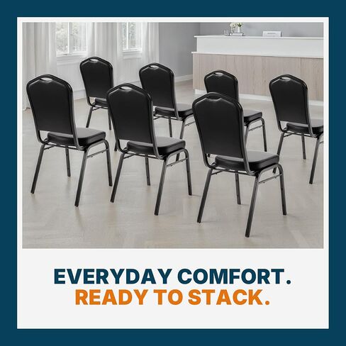 OEF Furnishings OEF9300V Series Silhouette Back Upholstered Stackable Banquet Chairs Premium Commercial Seating (2 Pack, Vinyl, Panther Black, Black Santex Frame) in Saudi Arabia