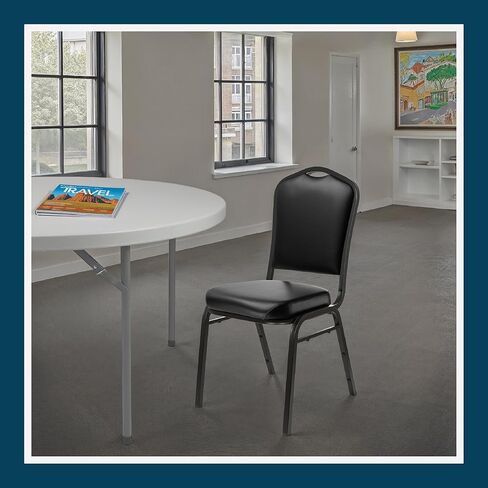 OEF Furnishings OEF9300V Series Silhouette Back Upholstered Stackable Banquet Chairs Premium Commercial Seating (2 Pack, Vinyl, Panther Black, Black Santex Frame) in Saudi Arabia