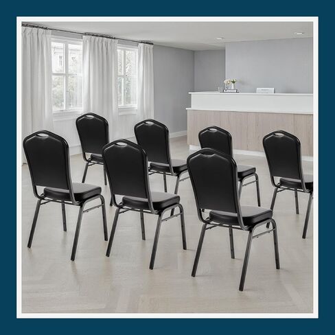 OEF Furnishings OEF9300V Series Silhouette Back Upholstered Stackable Banquet Chairs Premium Commercial Seating (2 Pack, Vinyl, Panther Black, Black Santex Frame) in Saudi Arabia