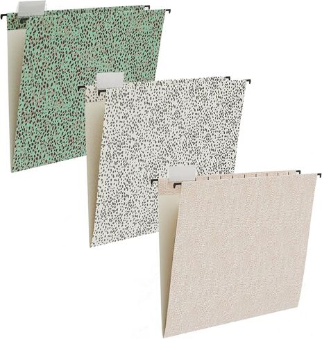 6 Packages Hanging folders File Cabinet Organizer Letter Size 1/5 Cut Adjustable Labels Decorate Home Office School Classroom, Purple Marble 9.3 "x 12.8"… in Kuwait