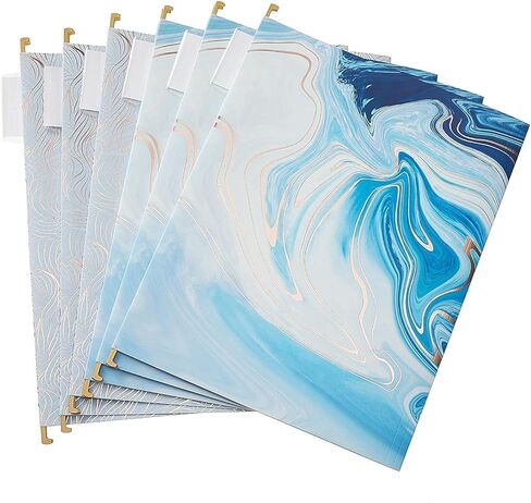 6 Packages Hanging folders File Cabinet Organizer Letter Size 1/5 Cut Adjustable Labels Decorate Home Office School Classroom, Purple Marble 9.3 "x 12.8"… in Kuwait