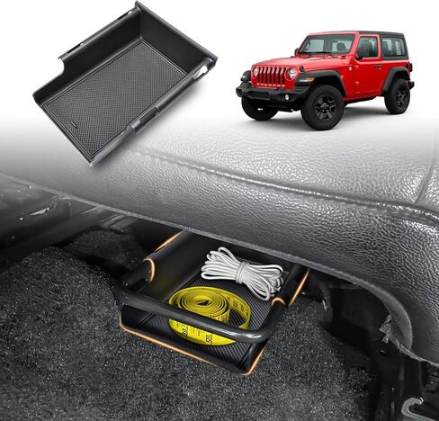 Front Under Seat Storage Organizer Tray Compatible with Jeep Wrangler JL/JLU 2018-2021 2022 2023 2024 2025 & Jeep Gladiator JT Truck 2020-2023 2024 2025 Hidden Accessories （Manual Seat Only in Kuwait