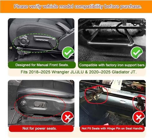 Front Under Seat Storage Organizer Tray Compatible with Jeep Wrangler JL/JLU 2018-2021 2022 2023 2024 2025 & Jeep Gladiator JT Truck 2020-2023 2024 2025 Hidden Accessories （Manual Seat Only in Kuwait