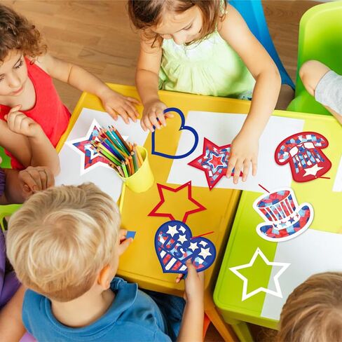 42 Packs 4th of July Suncatchers Crafts for Kids, Patriotic 250th Anniversary DIY Star Tissue Paper Sign Art Craft Kit Gift for Patriotic Religious Christian Classroom Church Activities Party Decor in Saudi Arabia