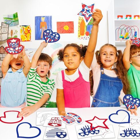 42 Packs 4th of July Suncatchers Crafts for Kids, Patriotic 250th Anniversary DIY Star Tissue Paper Sign Art Craft Kit Gift for Patriotic Religious Christian Classroom Church Activities Party Decor in Saudi Arabia