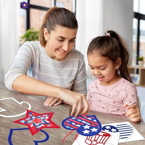 42 Packs 4th of July Suncatchers Crafts for Kids, Patriotic 250th Anniversary DIY Star Tissue Paper Sign Art Craft Kit Gift for Patriotic Religious Christian Classroom Church Activities Party Decor in Saudi Arabia
