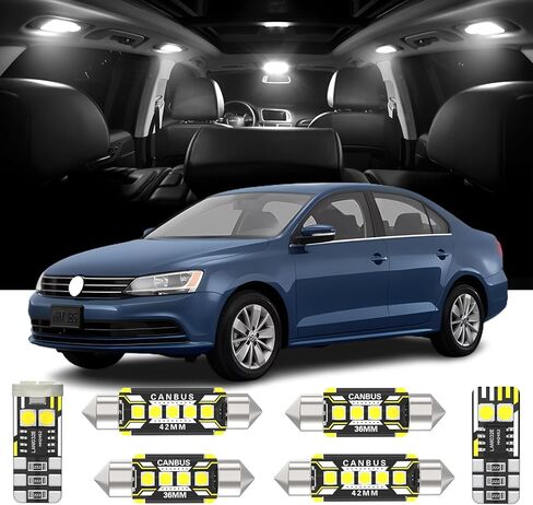 10 قطع LED مجموعة الإضاءة الداخلية لاستبدال Volkswagen VW Jetta 6 MK6 2010-2017 لمبة LED داخلية بيضاء + أداة تثبيت in Kuwait