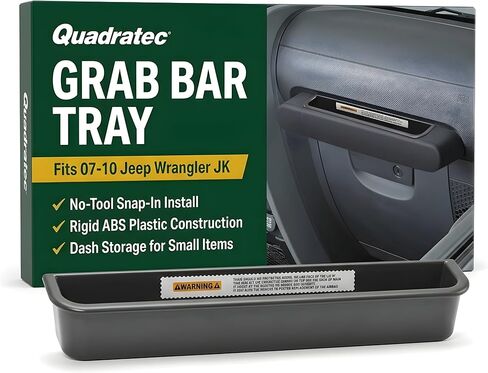 Quadratec Grab Bar Tray - Fits Jeep Wrangler JK JKU 2011-2018 2-Door & 4-Door - Dashboard Grab Handle Tray Storage - Slides in Grab Bar Above Glove Box - Jeep Wrangler Interior Accessories Organizer in Saudi Arabia